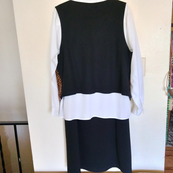 Style Studio Trio Animal Print Vest Skirt Blouse Ensemble Sz. 1X Y2K Boho USA - Picture 2 of 16